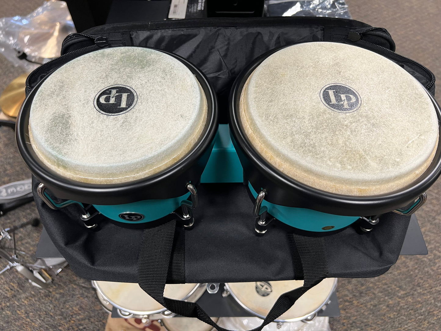 Latin Percussion 6 1/4- 7 1/4 Bongo Sea Foam with bag