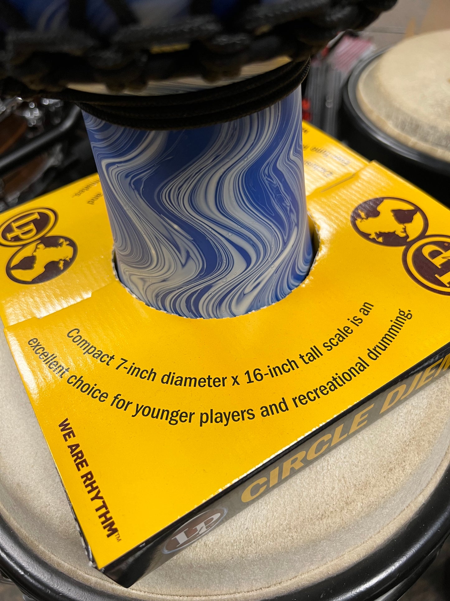 Latin Percussion World 7” Rope Circle Djembe-Blue