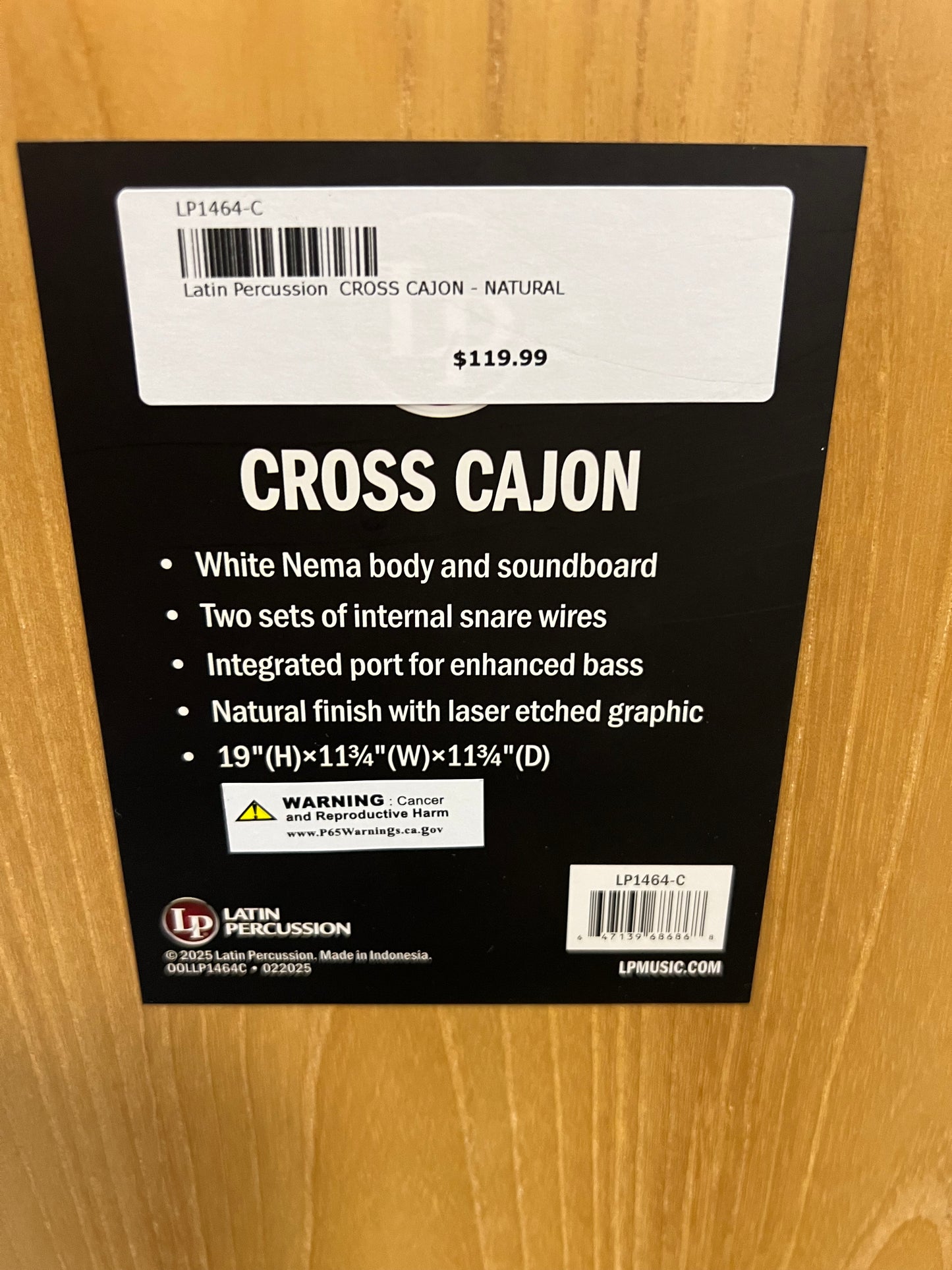 Latin Percussion Cross Cajon- Natural